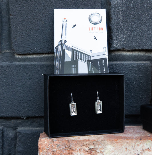 Silver London Brick Drop Earrings